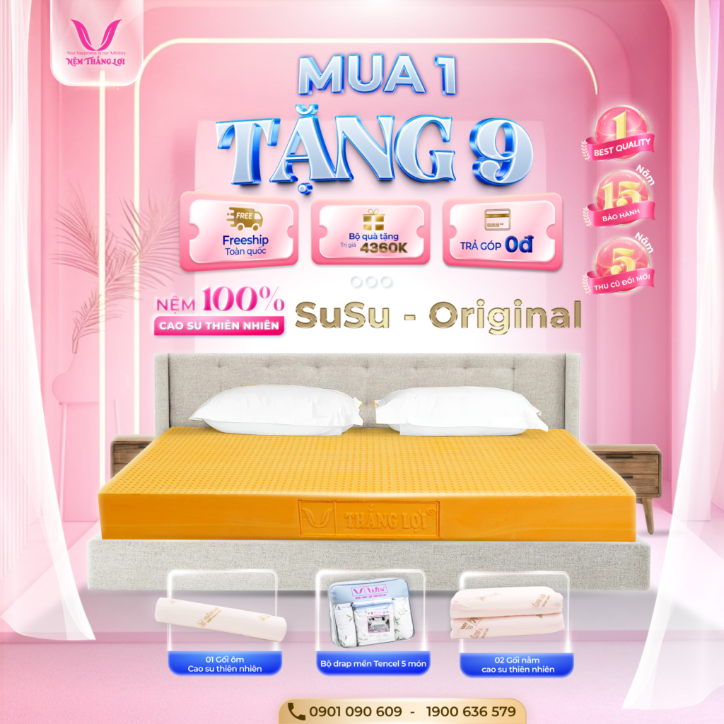 NỆM 100% CAO SU THIÊN NHIÊN THẮNG LỢI SUSU - ORIGINAL